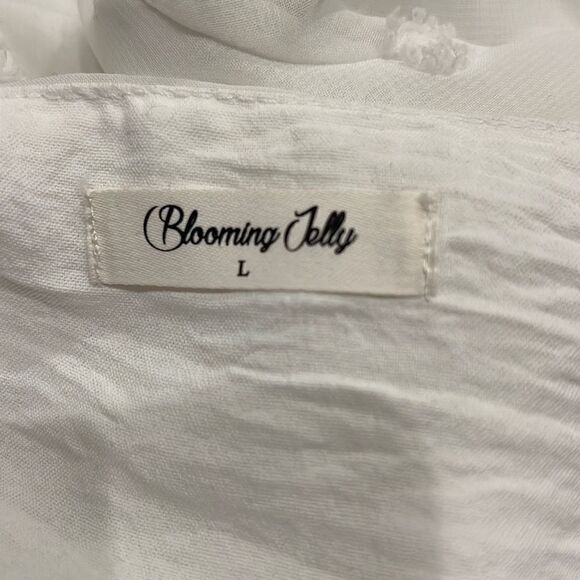 Blooming Jelly Womens Chiffon Blouses Elegant Lantern Long Sleeve Round Neck Top - Picture 3 of 3